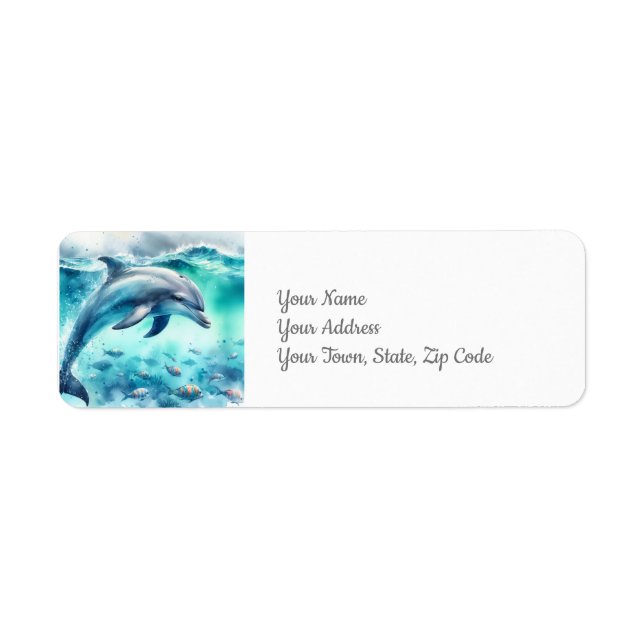 Etiqueta Golfinho sob a praia costeira marítima (Frente)