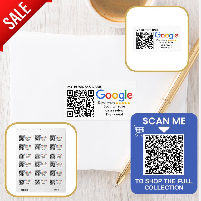Etiqueta GOOGLE REVISTA código QR Marca personalizada (Criador carregado)
