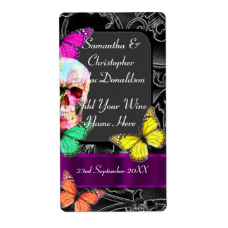 Etiqueta Gótica - Crânio de casamento garrafa de vinho