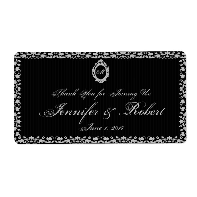 Etiqueta Gótica Frame Monograma Garrafa Água (Frente)