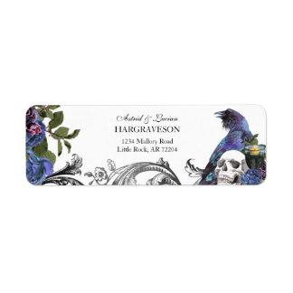 Etiqueta Gótico Raven & Skull Purple Return Address