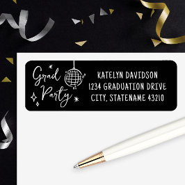 Etiqueta Grad Party Disco Ball Return Address