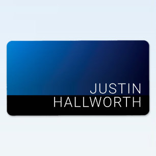 Etiqueta Gradiente Azul Escuro Moderno e Texto Editável Mín