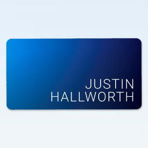 Etiqueta Gradiente Azul Escuro Moderno e Texto Editável Mín