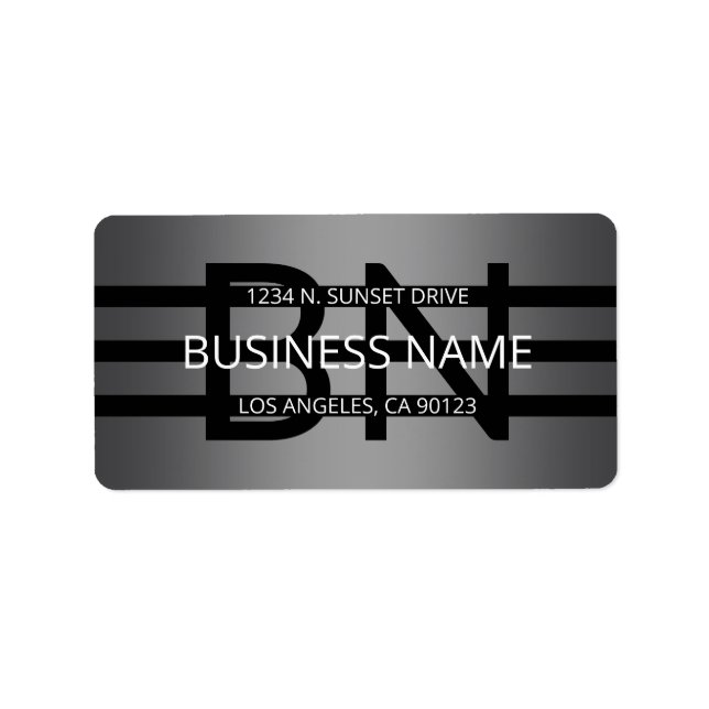 Etiqueta Gradiente de Cinzas Moderna e faixas pretas horizo (Frente)