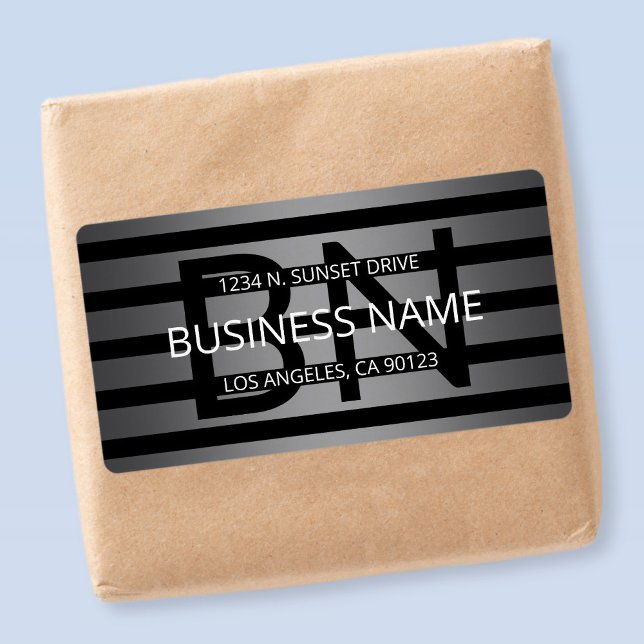 Etiqueta Gradiente de Cinzas Moderna e faixas pretas horizo (Criador carregado)