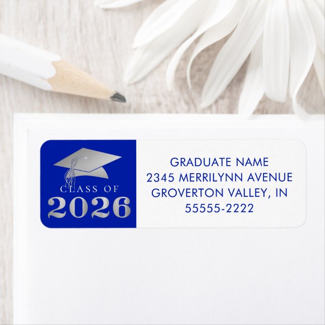 Etiqueta Graduação 2025 Royal Blue Faux Silver (Insitu)