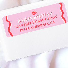 Etiqueta Graduação da onda do rabo-de-rosa-rosa retrógrado