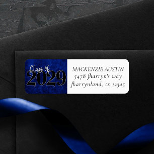 Etiqueta Graduação de Azul Sapphire Cobalt Grunge Endereç