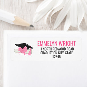 Etiqueta Graduação de Diploma de Arco Rosa Girly