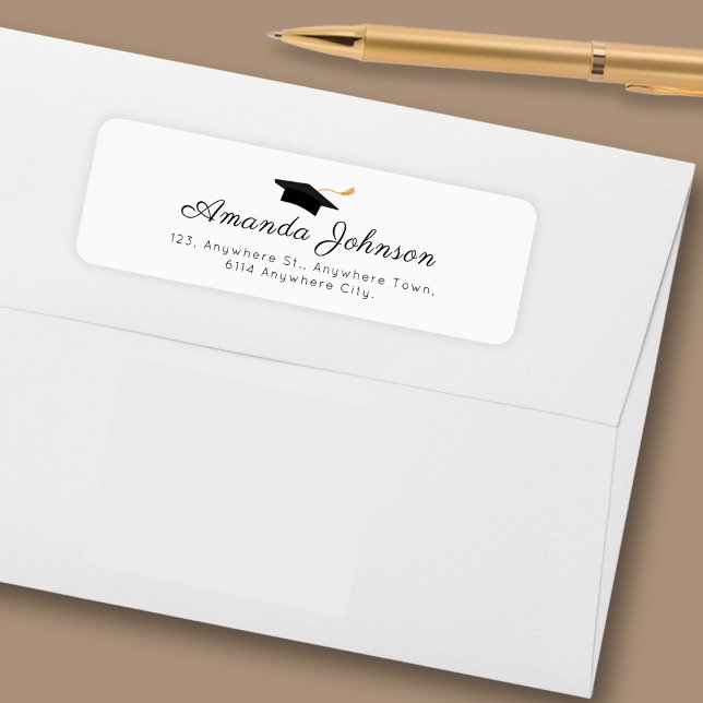 Etiqueta Graduação do Boné branco preto simples (Criador carregado)