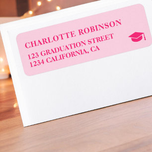 Etiqueta Graduação do pastel cor-de-rosa com néon retrô