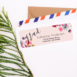 Etiqueta Graduação Floral Rosa Moderna