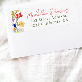 Etiqueta Graduação moderna de flores silvestres de chic boh