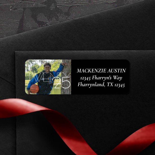 Etiqueta Graduação Simples | Endereço de Foto do Formando M (Criador carregado)