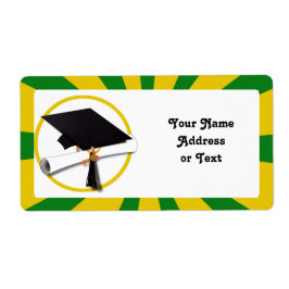 Etiqueta Graduation Cap - School Colors Gold and Green