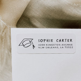 Etiqueta Graduation Hand-Drawn Mortarboard Return Address