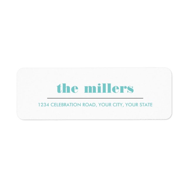 Etiqueta Gráfico mínimo | Hipster Azul Aqua (Frente)