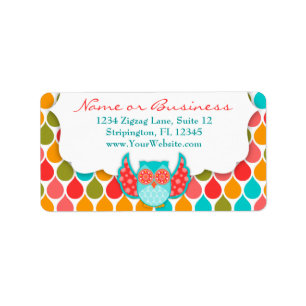 Etiqueta Grande Branca de Boheme Owl