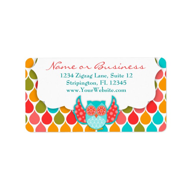 Etiqueta Grande Branca de Boheme Owl (Frente)