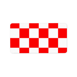 Etiqueta Grande Checkered - branco e vermelho