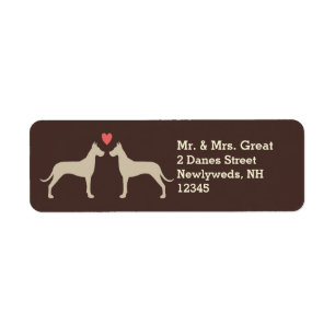 Etiqueta Grande Dane Silhouettes com o Casal Newlyaw