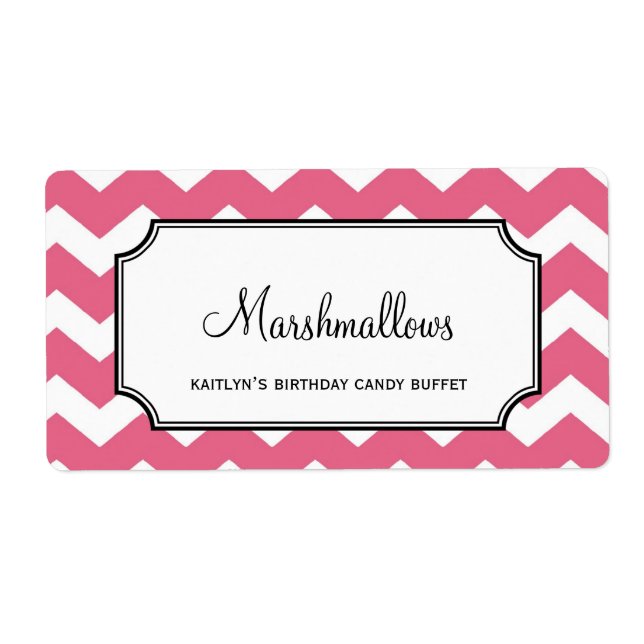 Etiqueta Granel de buffet personalizado, cor-de-rosa-amarel (Frente)