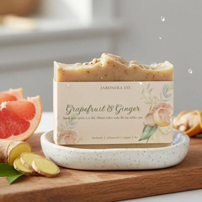 Etiqueta Grapefruit Ginger Handmade Soap Label Sticker (Criador carregado)