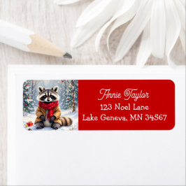 Etiqueta Grátis Whimsical Raccoon Natal