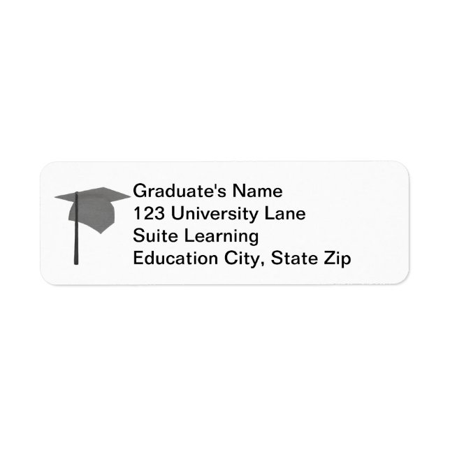 Etiqueta Gray Graduation Cap, Black Tassel Address Labels (Frente)