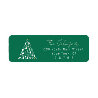 Etiqueta Green Christmas Tree Design Return Address Label