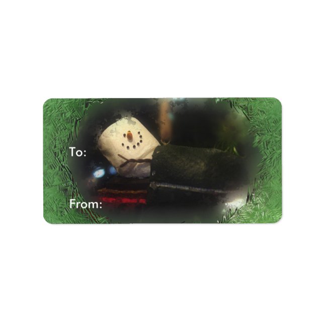 Etiqueta Green Frosty S'mores Snowman - Rótulos de Presente (Frente)