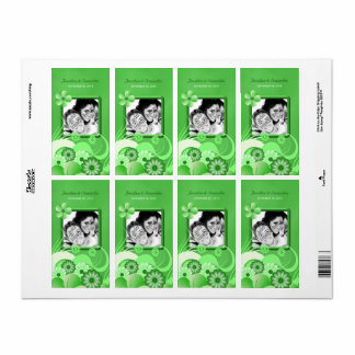 Etiqueta Green Hibiscus Wedding Big Photo Favor Wine Label