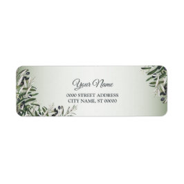 Etiqueta Green Leaves Black Olive Wedding Return Address