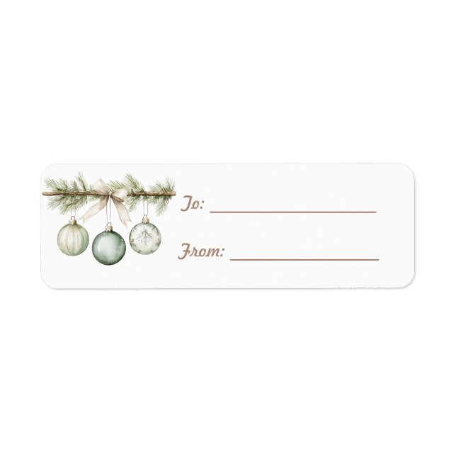 Etiqueta Green Pine Tree Branch Ornaments Christmas (Frente)