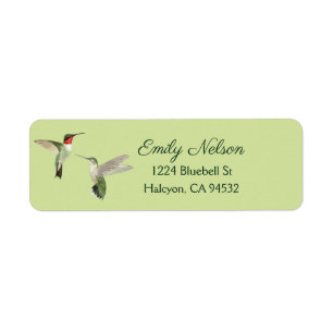 Etiqueta Green Ruby-throated Hummingbirds Return Address