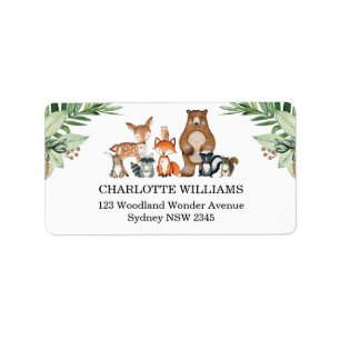 Etiqueta Greenerescer Woodland Forest Animal Endereço de re