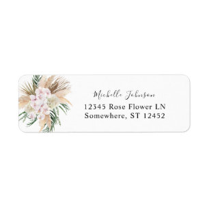 Etiqueta Greenery Boho Tropical Floral 1B Endereço de Devol