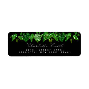 Etiqueta Greenery Cali Black Glitter Woodland Ivy Leaf RSVP