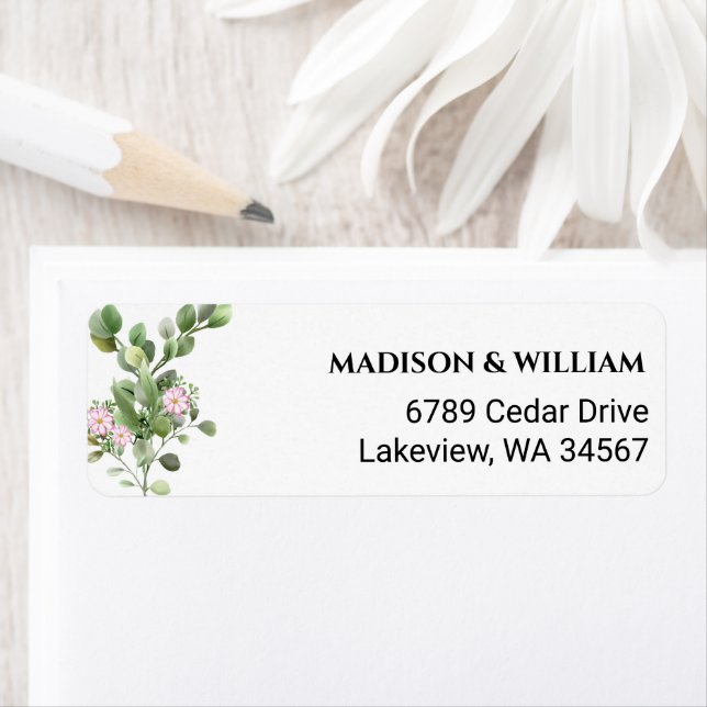 Etiqueta Greenery Elegant e Belo Casamento Floral (Insitu)