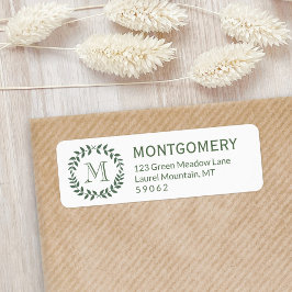 Etiqueta Greenery Monograma Rustic Country Return Address