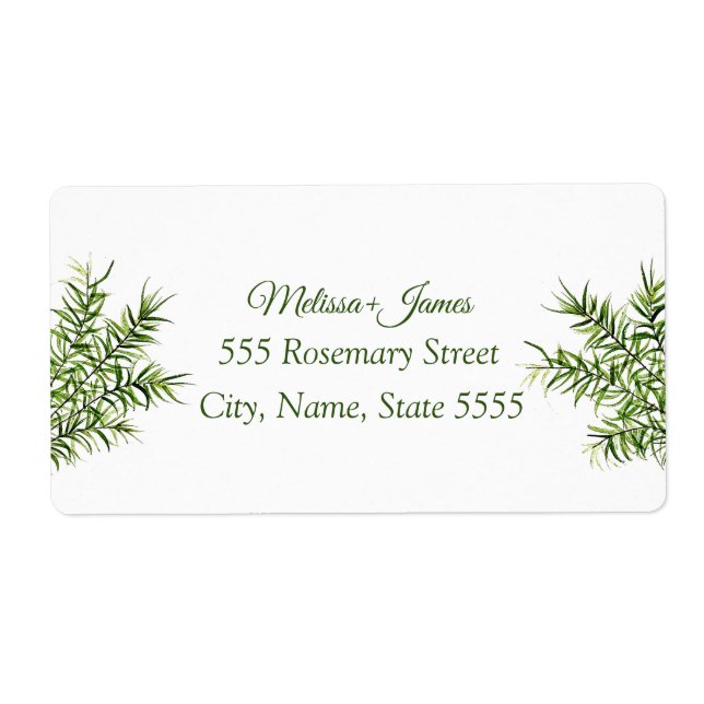 Etiqueta Greenery Rosemary Wedding Botânico (Frente)