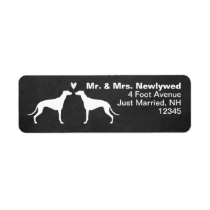 Etiqueta Greyhound Dog Silhuettes Endereço de Casal