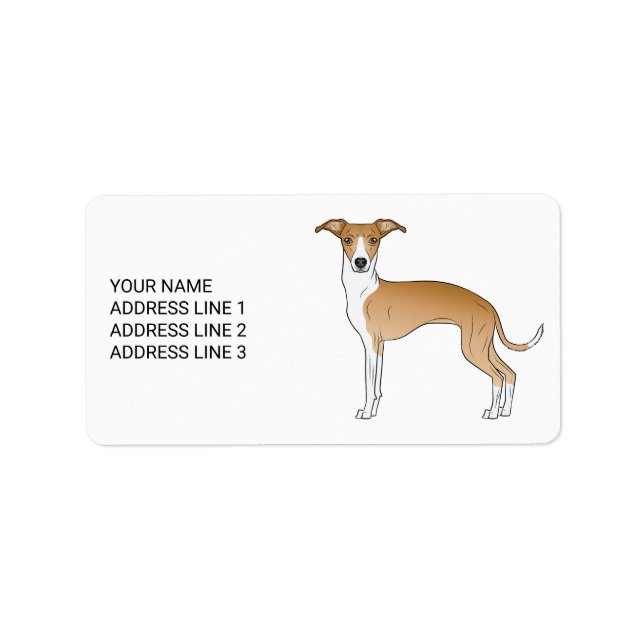 Etiqueta Greyhound Italiano Branco Com Texto Personalizado (Frente)