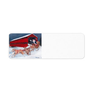 Etiqueta Greyhounds Papais noeis Sleigh Dog Art Labels