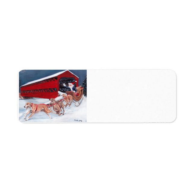 Etiqueta Greyhounds Papais noeis Sleigh Dog Art Labels (Frente)