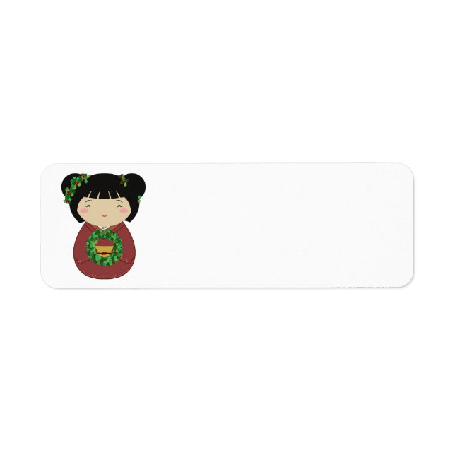 Etiqueta Grinalda do Natal de Kokeshi (Frente)