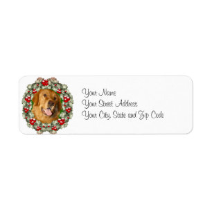 Etiqueta Grinalda do Natal do golden retriever