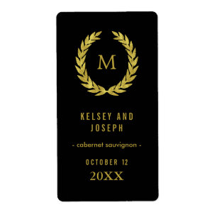 Etiqueta Grinalda Dourado elegante do louro no vinho preto