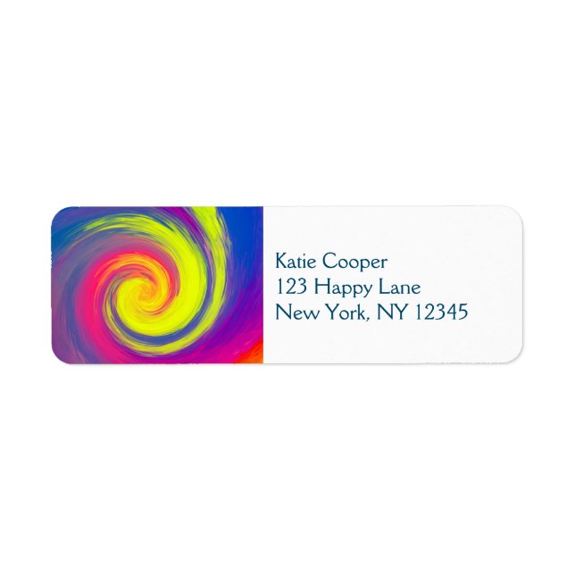 Etiqueta Groovy Abstrato Spiral Swirl (Frente)